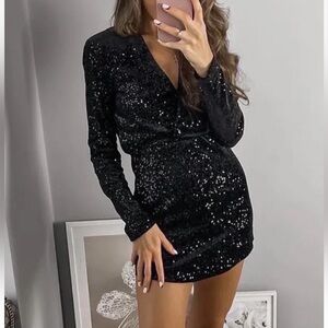 ZARA SHORT VELVET BLAZER DRESS WITH SEOUINS